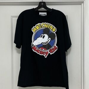 Moschino Black Tee with Cartoon Graphic